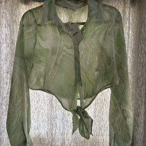 NWT NORDSTROM RACK ELODIE BUTTON/TIE CROP BLOUSE